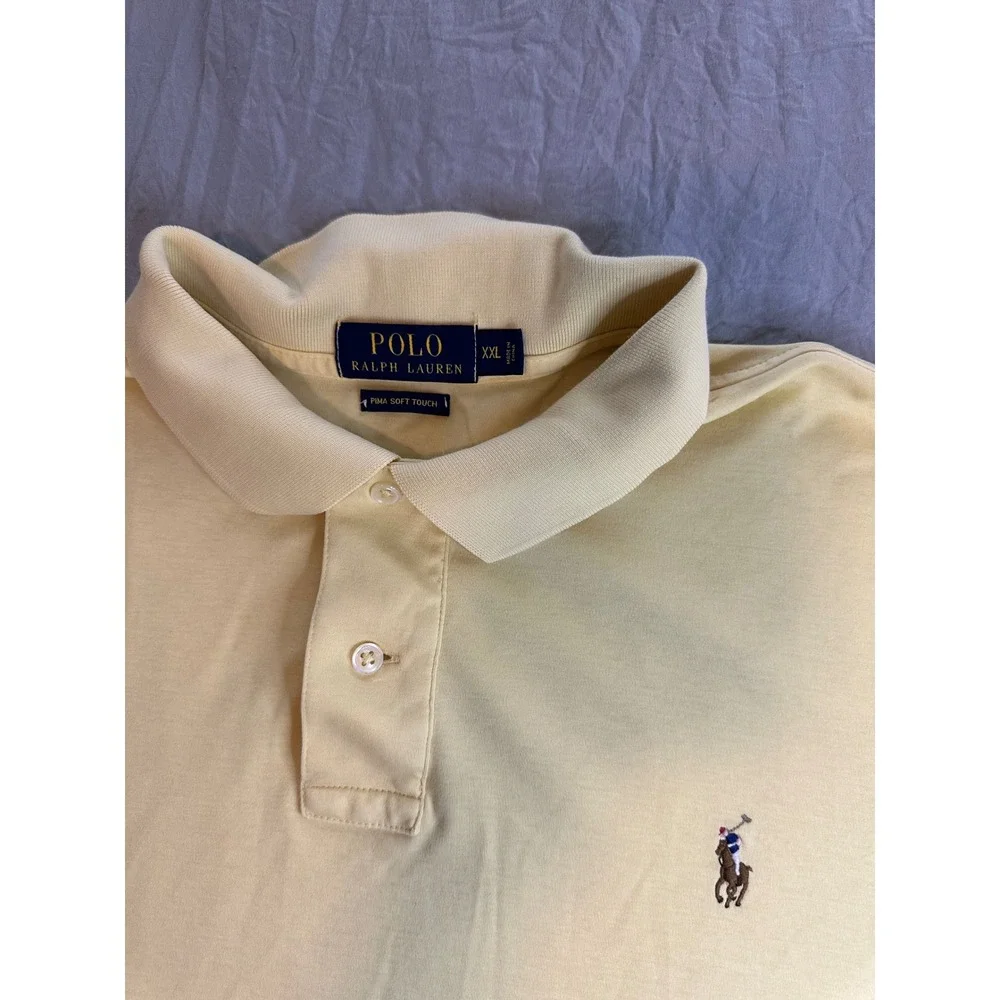 Polo Ralph Lauren Mens XXL Pima Soft Touch Polo Shirt Yellow Short Sleeve Pony